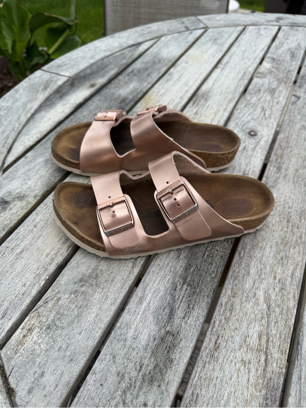 Birkenstock Arizona Kids Rose Gold Birko-Flor Sandals Slides Size EU 34 US 3